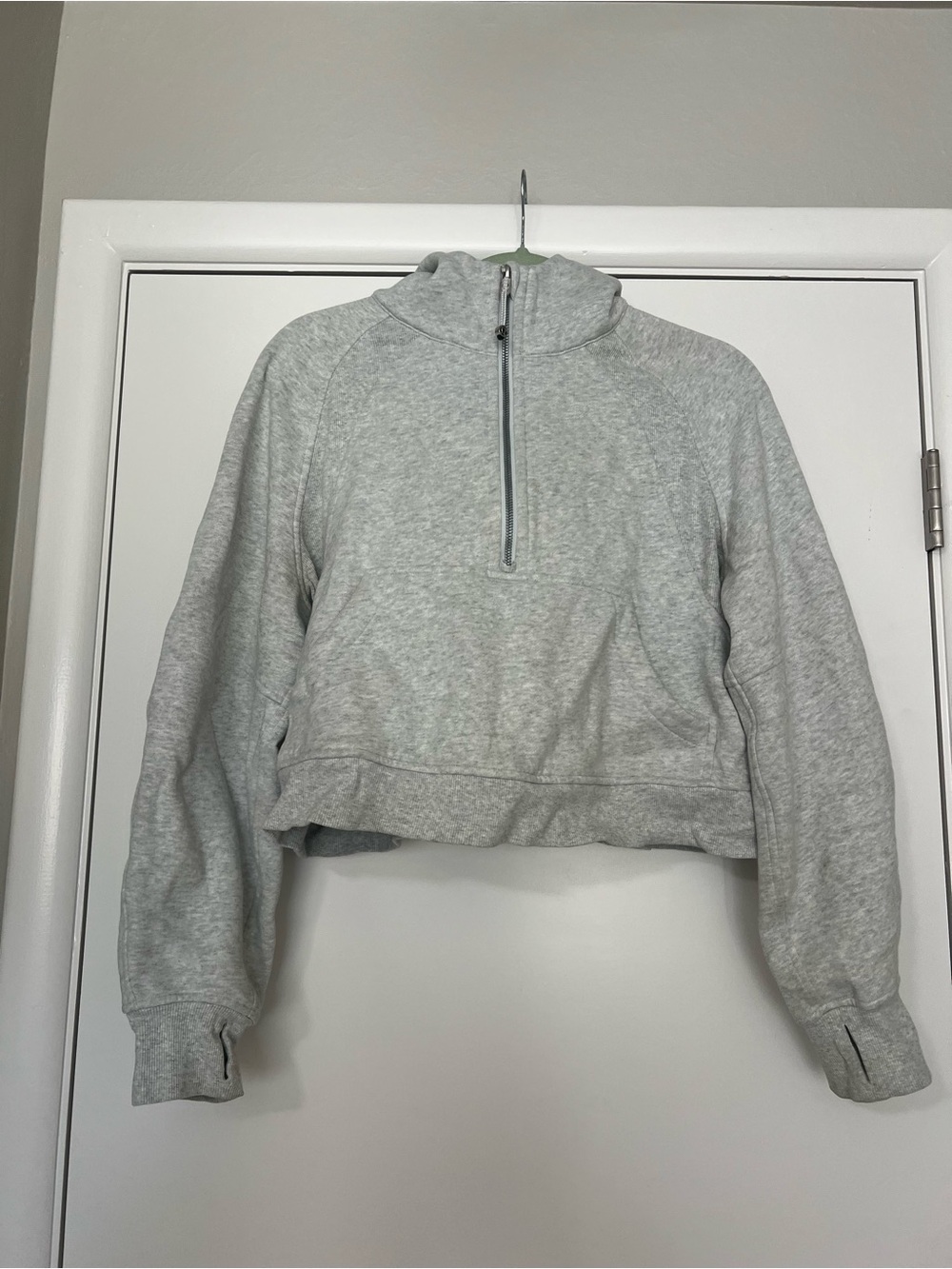 lululemon athletica Light Gray Cropped Half-Zip Hoodie